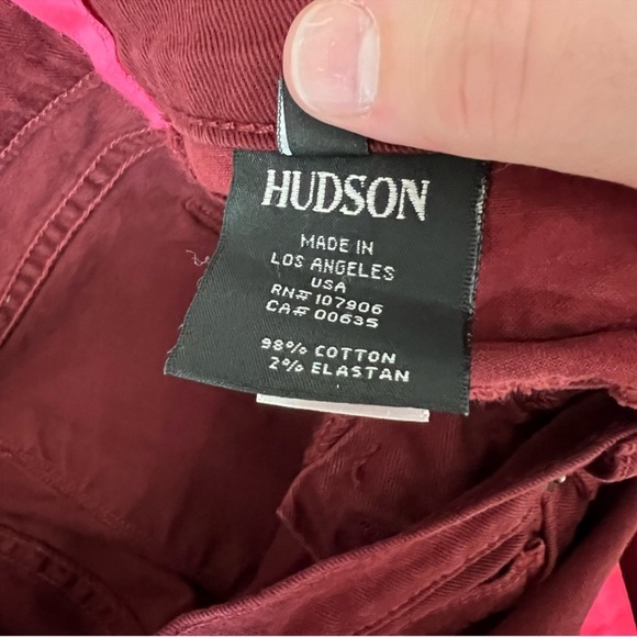 Hudson LouLu Burgundy Red Pink Tuxedo Stripe Low Rise Crop Skinny Jeans - Picture 12 of 16